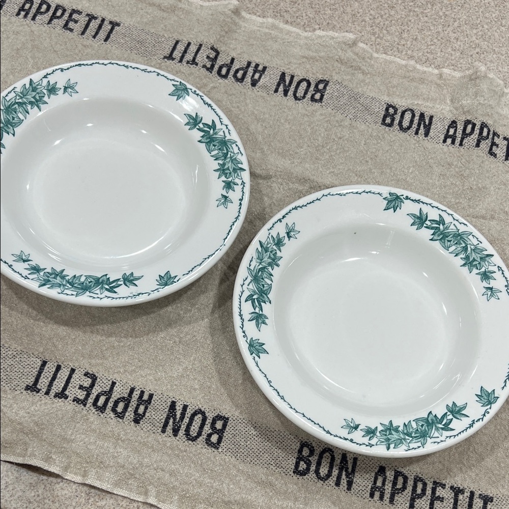 Elegant Green Leaf Pattern Dinner/soup Plates set
